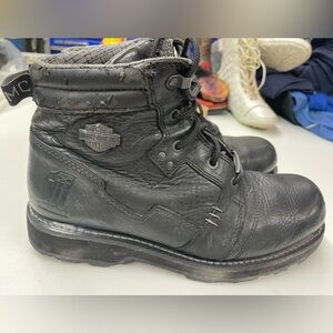 Harley-Davidson Jasper 5” Black Leather Lace-Up Motorcycle Boots with Badge